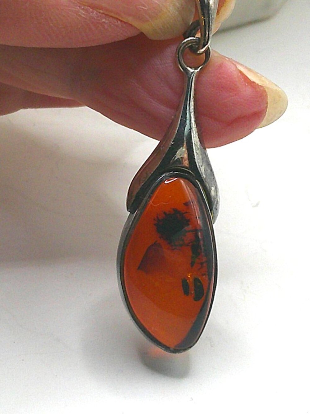 Amber and Sterling Silver Pendant